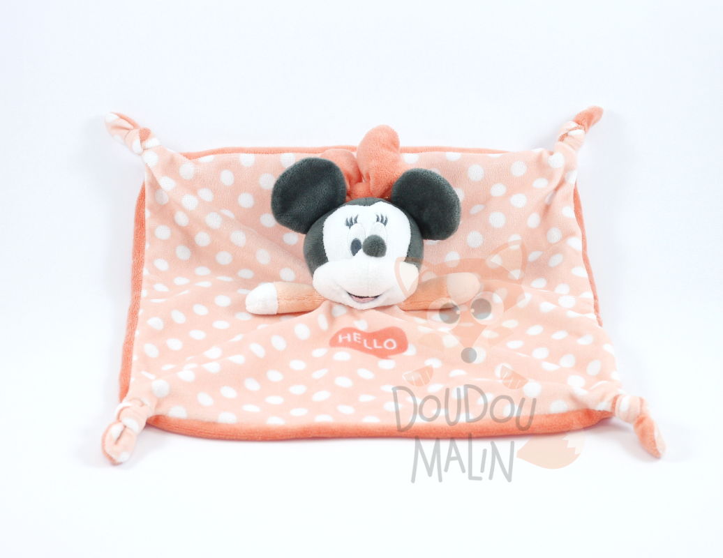  minnie mouse baby comforter orange white hello 